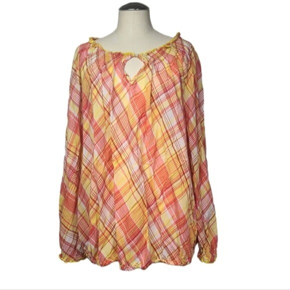 Lane Bryant Plaid Front Keyhole Lightweight Blouse 18/20 - Picture 1 of 6